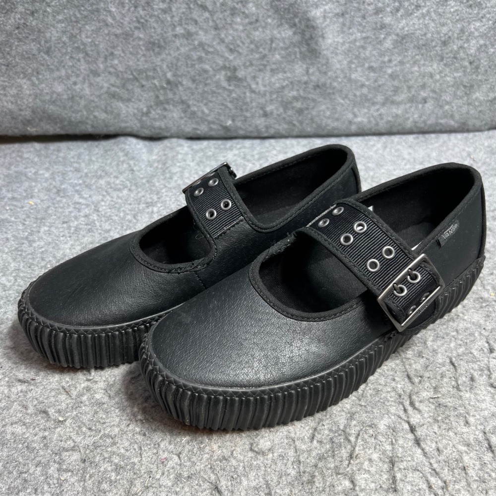 Vans Mary Jane Platform Black Goth Punk Grommet Strap Shoes Womens Size 7.5